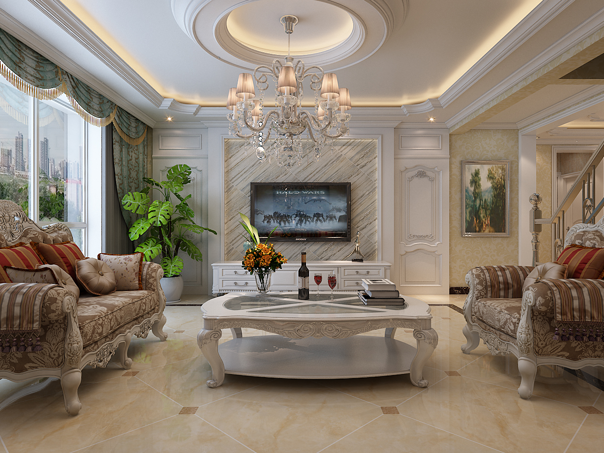 正定墅洋居禮245平米三室兩廳四衛(wèi)歐式風(fēng)格裝修效果圖