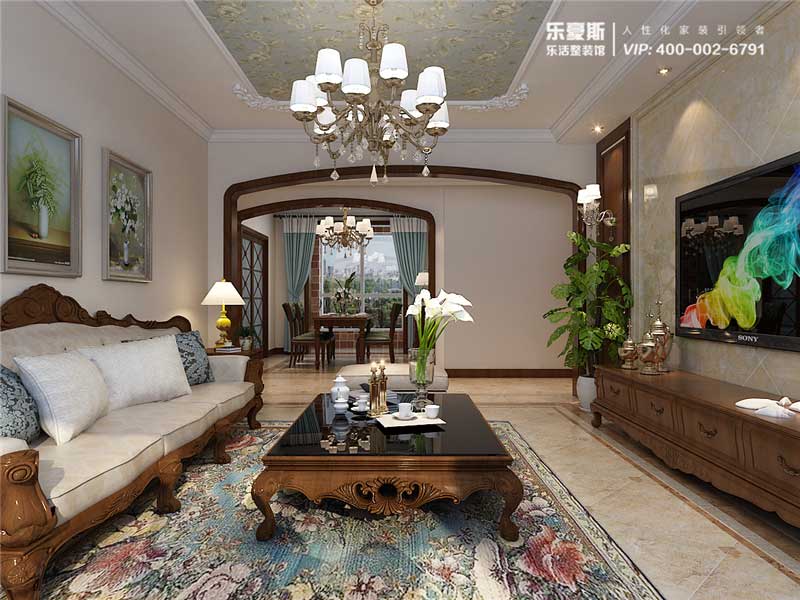 海棠灣156平米美式風(fēng)格裝修效果圖