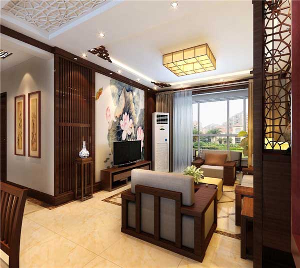 盛邦大都會139平米三室兩廳兩衛(wèi)新中式效果圖