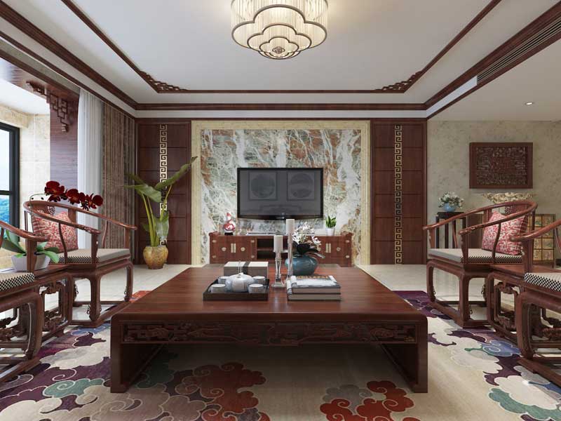 世紀(jì)名園260平米四室二廳三衛(wèi)新中式裝修效果圖