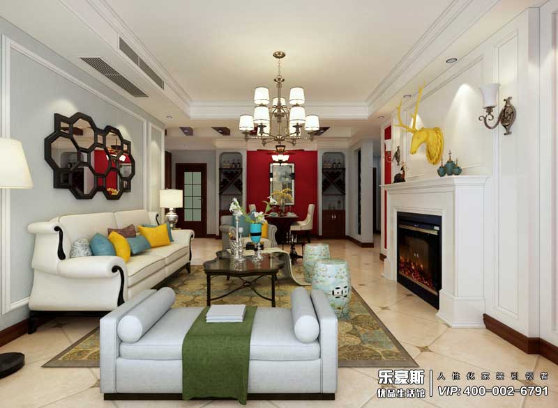 國際城148平米三室兩廳美式田園風(fēng)格裝修效果圖