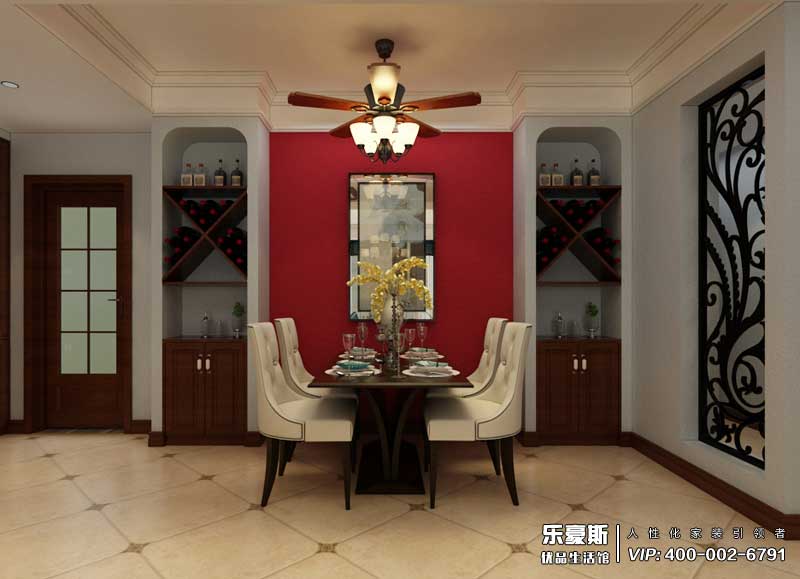 國際城148平米三室兩廳美式田園風(fēng)格裝修效果圖