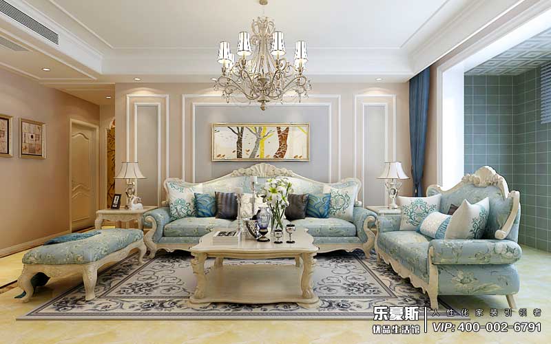 保利花園130平米簡歐風格裝修效果圖