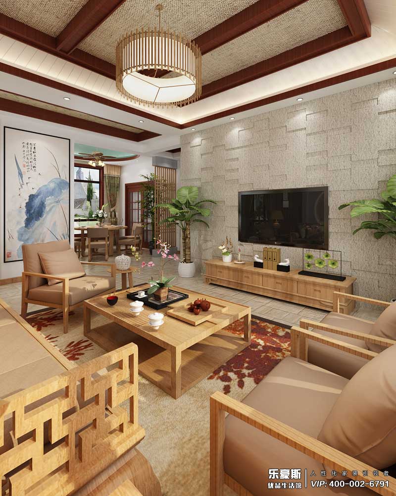 星湖國際花園新中式風(fēng)格裝修效果圖