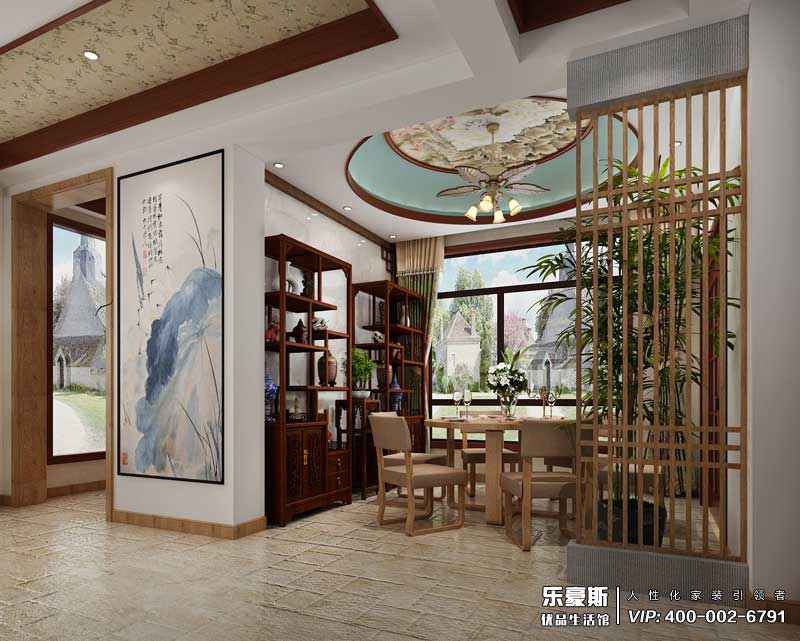 星湖國際花園新中式風(fēng)格裝修效果圖