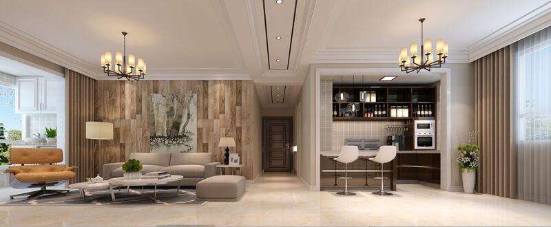 現(xiàn)代簡約裝修三室兩廳兩衛(wèi)樣板房