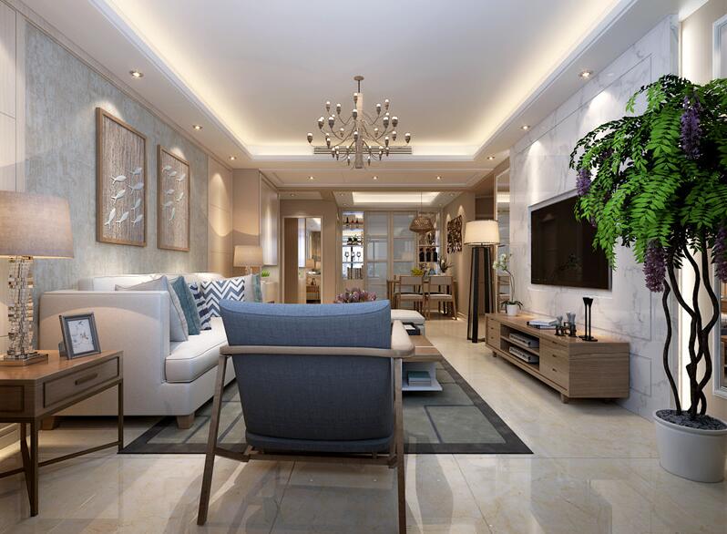 現(xiàn)代簡約裝修三室兩廳兩衛(wèi)樣板房