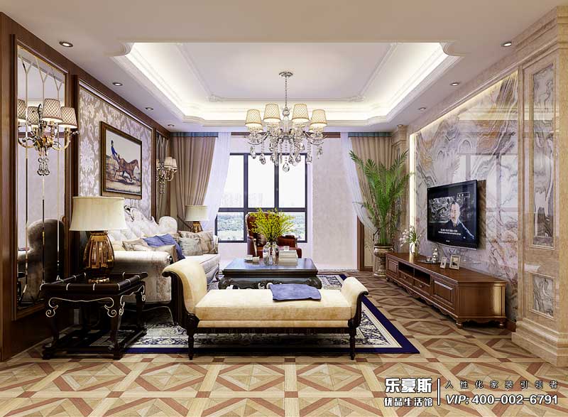 石家莊啟銳園135平米美式風格裝修效果圖