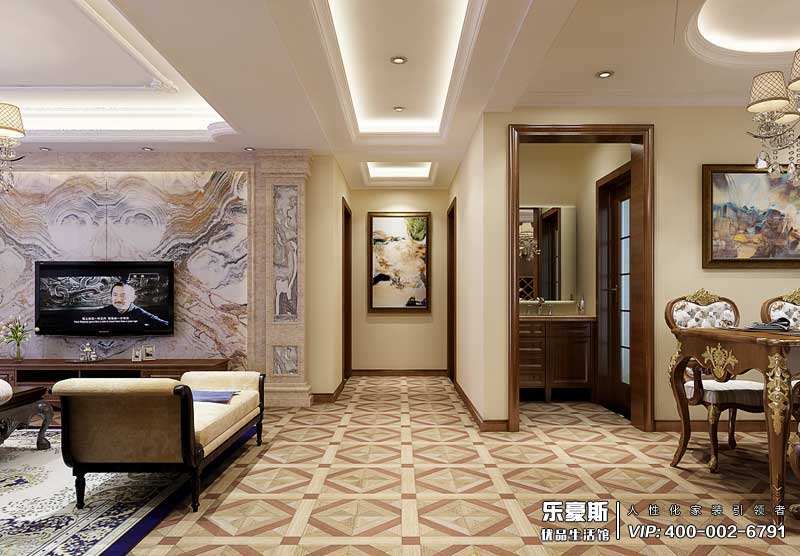 石家莊啟銳園135平米美式風格裝修效果圖