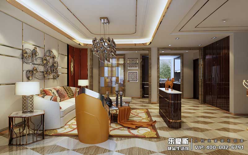 石家莊天山熙湖200平米后奢風格裝修效果圖_