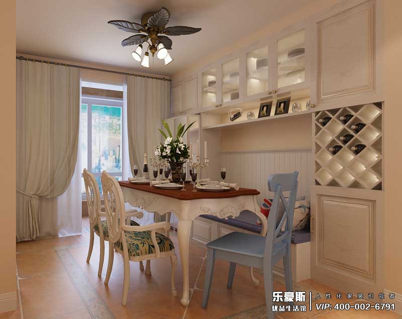 東勝紫御府118平米美式風(fēng)格裝修效果圖