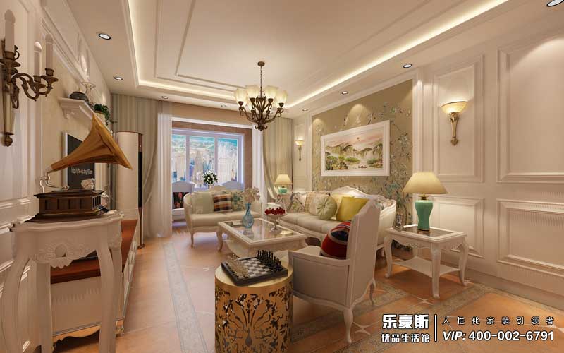 東勝紫御府118平米美式風(fēng)格裝修效果圖