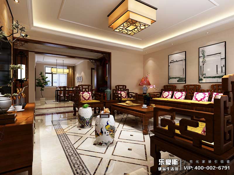 東勝紫御府168平米新中式風(fēng)格裝修效果圖