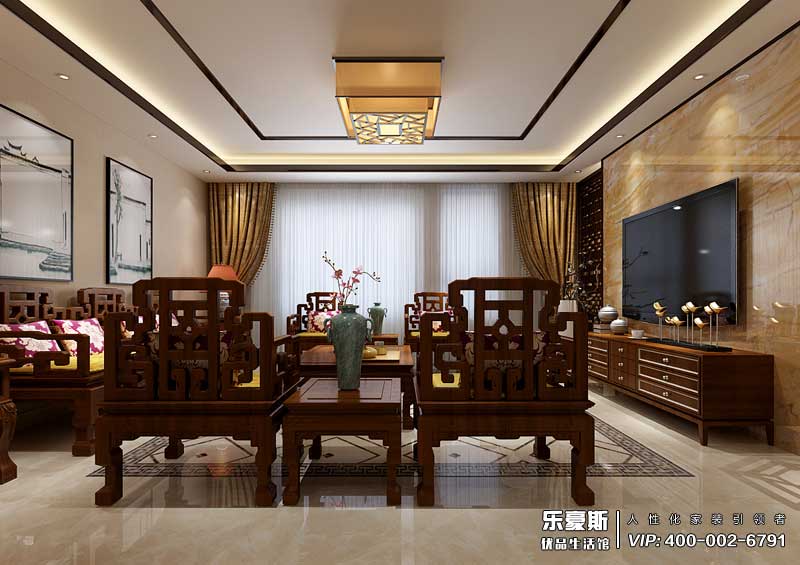 東勝紫御府168平米新中式風(fēng)格裝修效果圖