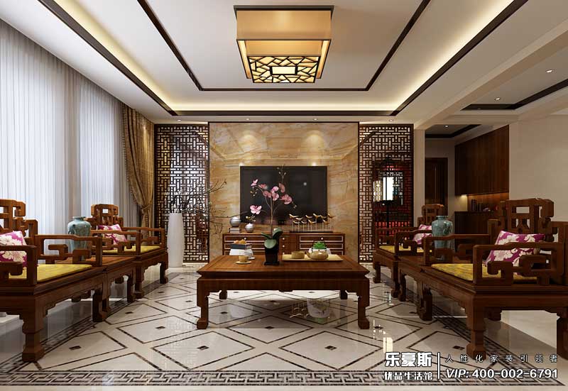 東勝紫御府168平米新中式風(fēng)格裝修效果圖