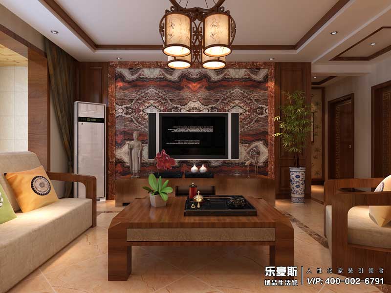 天海御天下三室兩廳新中式風格裝修效果圖