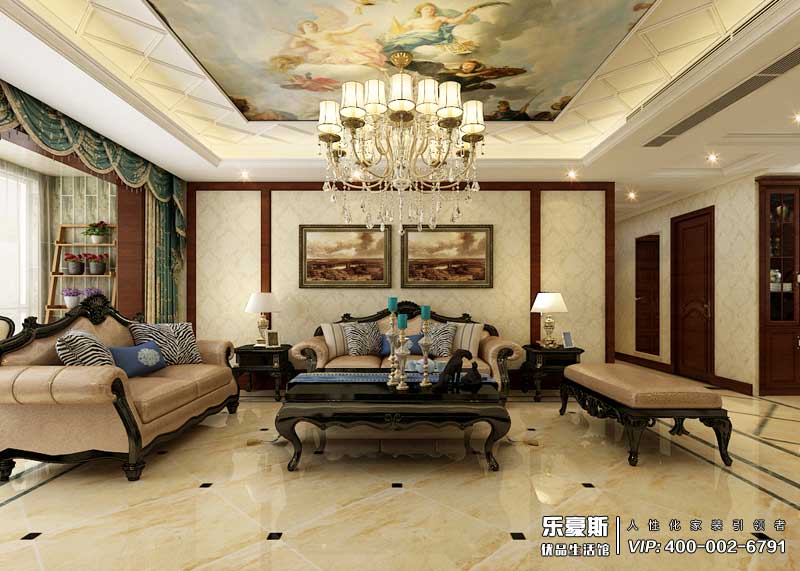 泰豐觀湖160平米美式風(fēng)格裝修效果圖