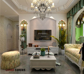 國(guó)際城90平兩室兩廳田園風(fēng)格裝修效果圖