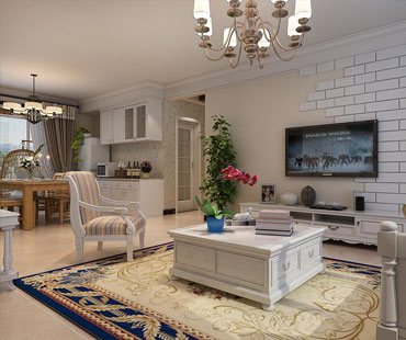 盛邦大都會130平米三室兩廳兩衛(wèi)田園風格