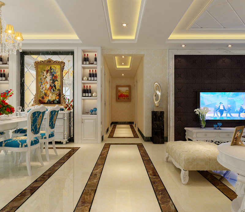 盛邦二期139平米三室兩廳簡歐風格