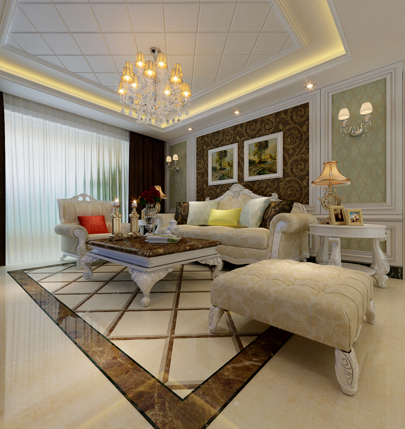 盛邦二期139平米三室兩廳簡歐風格