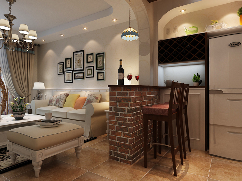 弘石灣小區(qū)98平米田園風(fēng)格