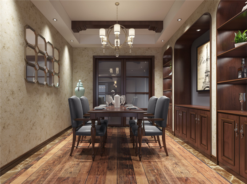 鹿錦苑168平米三室美式風(fēng)格裝修效果圖