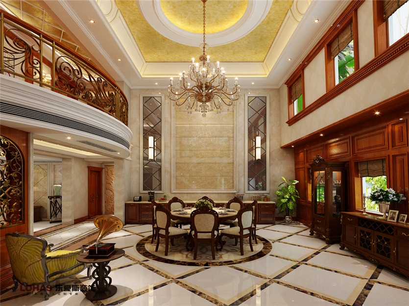 歐景園220平五室歐美混搭裝修效果圖