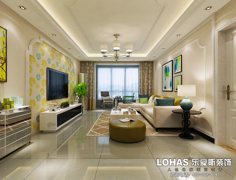 邢臺中廈御園125平米三室兩廳簡歐風(fēng)格