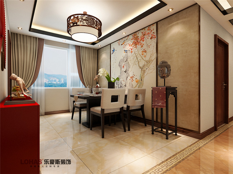 潤(rùn)澤園130平三室兩廳中式風(fēng)格裝修效果圖