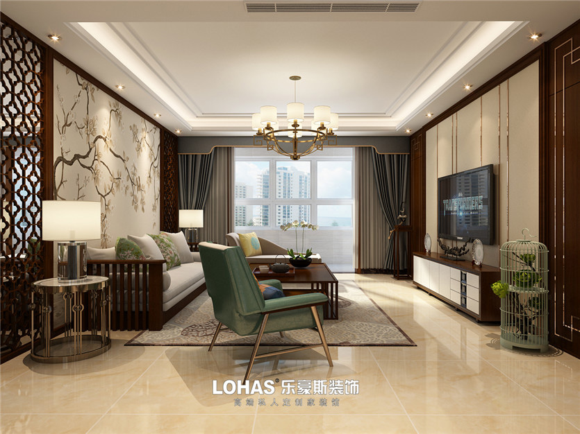 陽光水岸170平新中式風(fēng)格裝修效果圖03