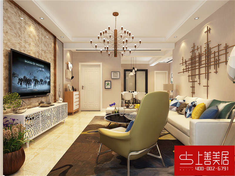 邢臺金都華府100平三室一廳現(xiàn)代簡約風格裝修效果圖