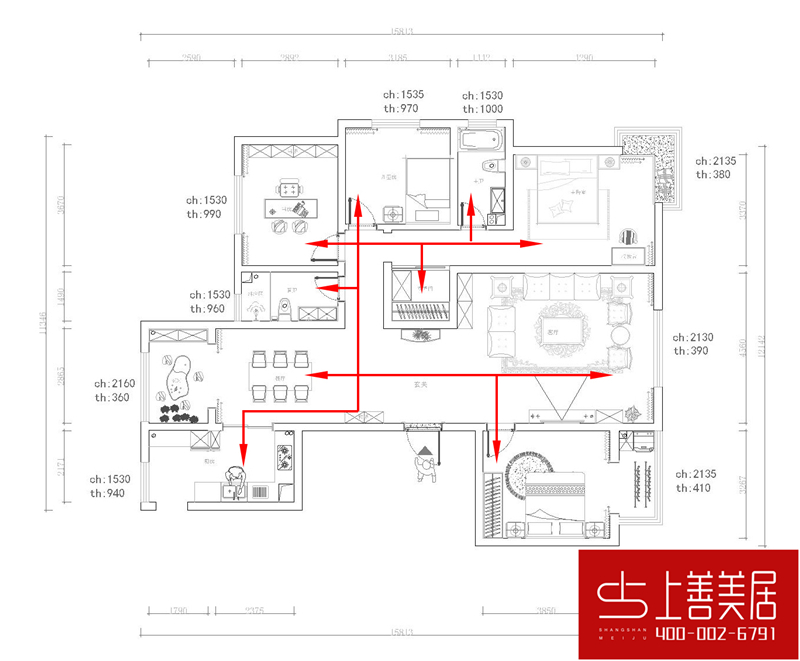 綠朗時光170平四室兩廳簡歐風(fēng)格裝修效果圖