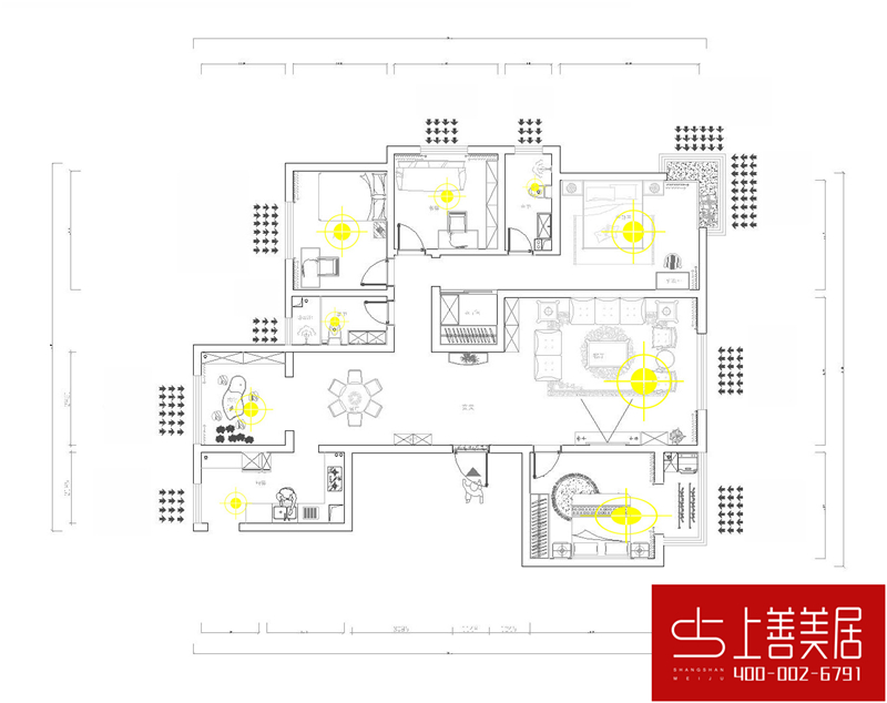 綠朗時光170平四室兩廳簡歐風(fēng)格裝修效果圖