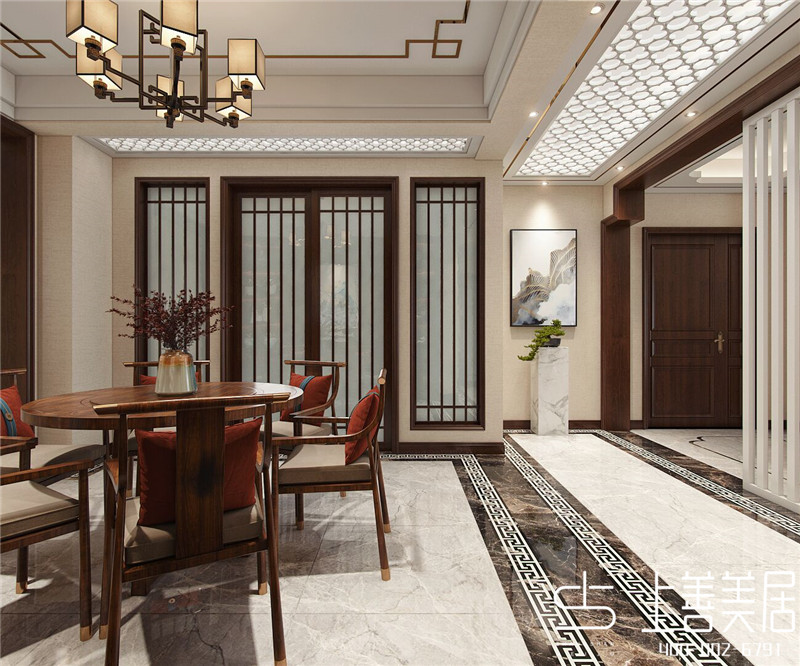 如園138平三室兩廳新中式裝修效果圖