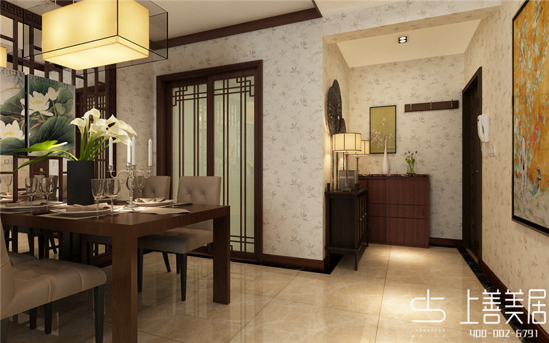 時光園99平兩室兩廳現(xiàn)代中式風格裝修效果圖