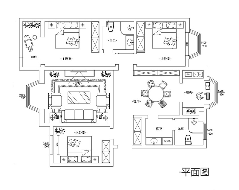 [舊房改造]井陘紅緯小區(qū)138平簡(jiǎn)歐裝修效果圖