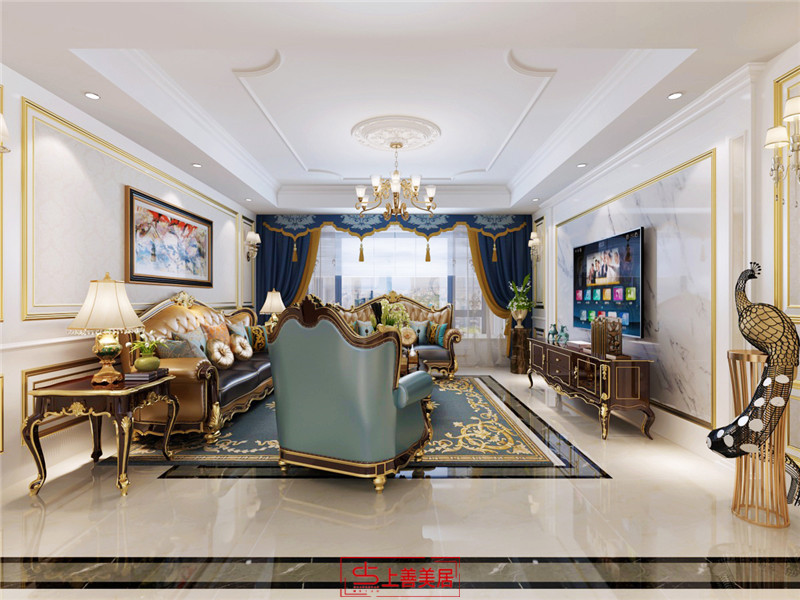 祥云國(guó)際130平美式客廳