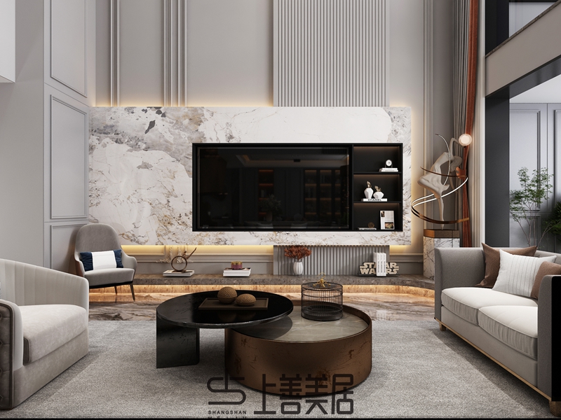 龍溪城300㎡上躍裝修法式后現(xiàn)代效果圖