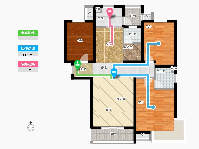 天璽名著3室0廳2衛(wèi)1廚137平戶型動靜線圖