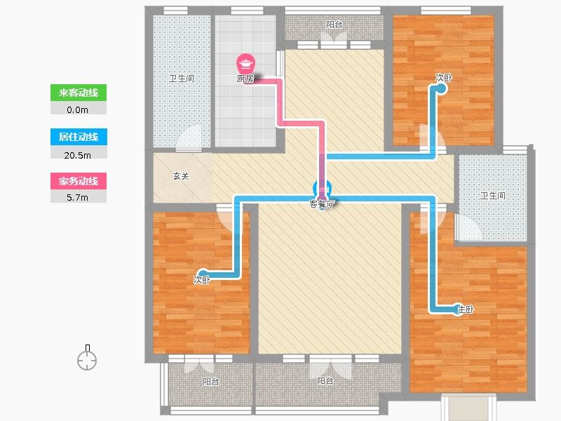 天璽名著3室2廳2衛(wèi)1廚138.0平戶型動靜線圖