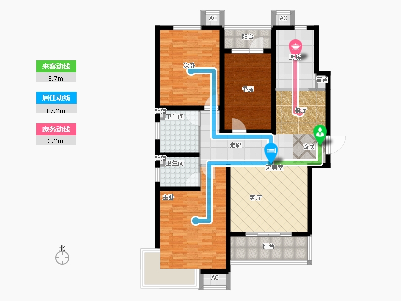 天璽名著3室0廳2衛(wèi)1廚158平戶型動(dòng)靜線圖