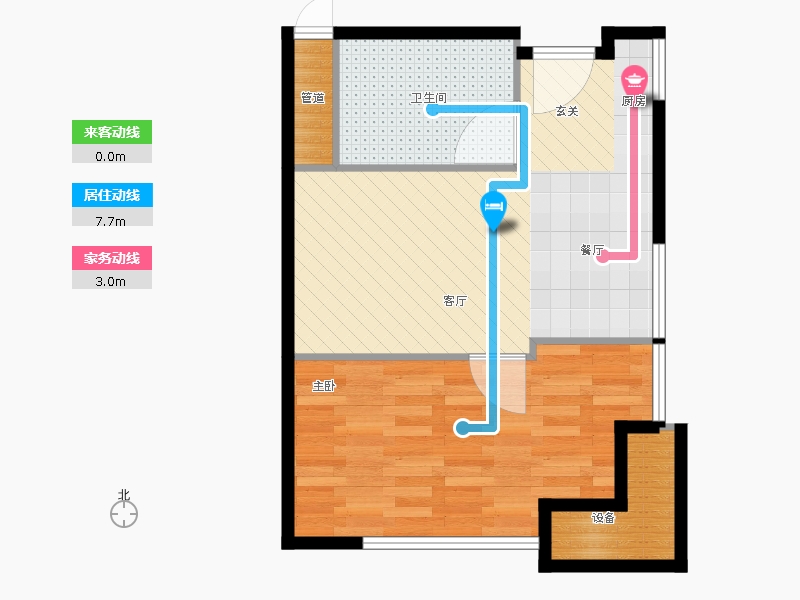 林蔭大院1室1廳1衛(wèi)1廚53.00㎡動(dòng)線圖