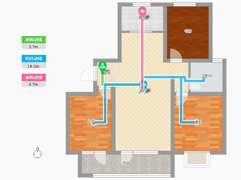 榮盛錦繡學府3室1廳1衛(wèi)1廚115.00動線圖