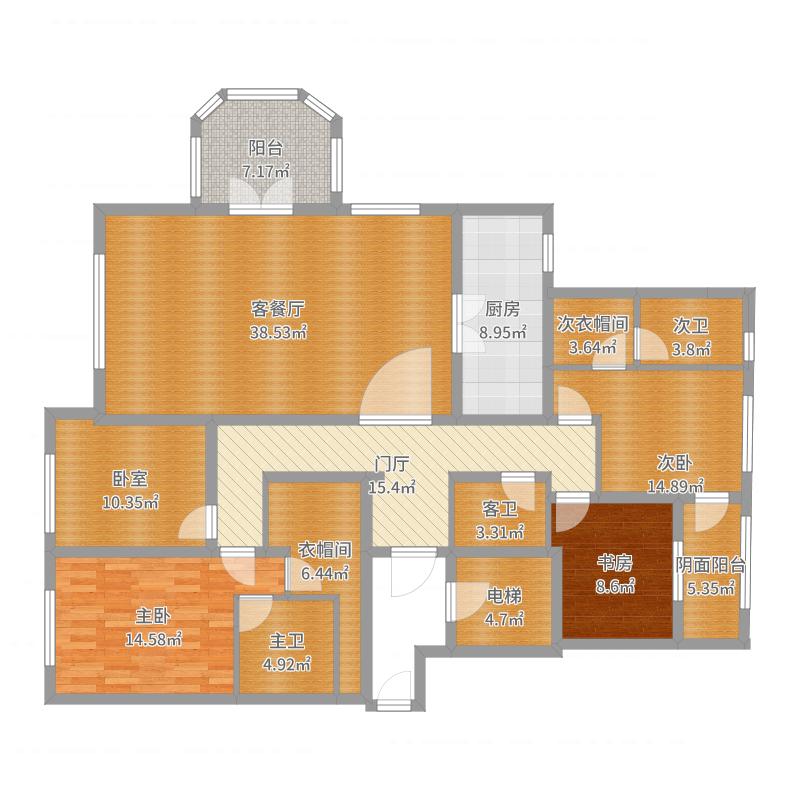 天山九峯3室2廳3衛(wèi)1廚177㎡戶(hù)型圖