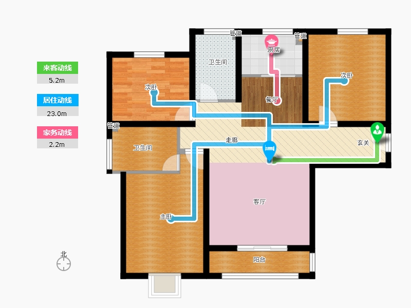 弘石灣3室2廳2衛(wèi)1廚133.00㎡動線圖