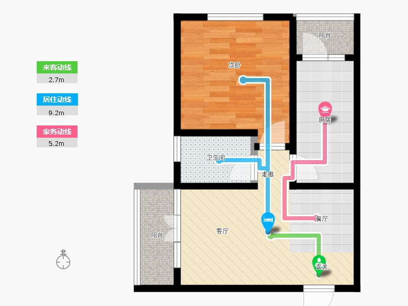 帝王國(guó)際1室2廳1衛(wèi)1廚64.00㎡線圖