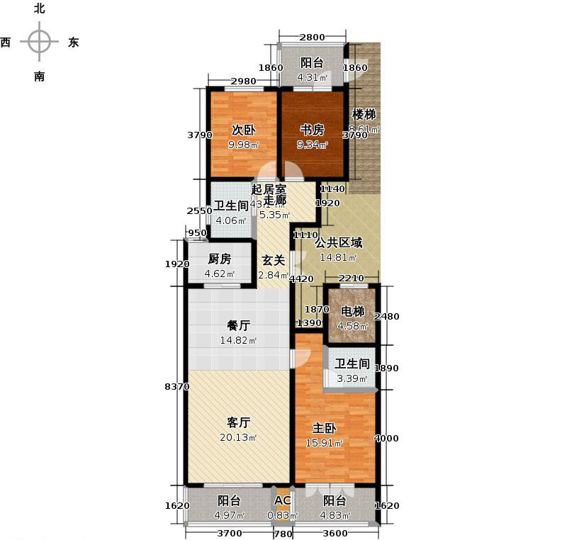 帝王國(guó)際3室2廳2衛(wèi)1廚136㎡戶(hù)型圖