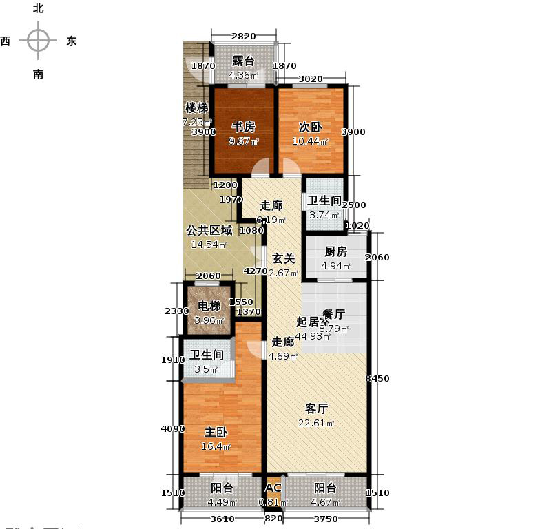 帝王國(guó)際3室2廳2衛(wèi)1廚136㎡戶(hù)型圖