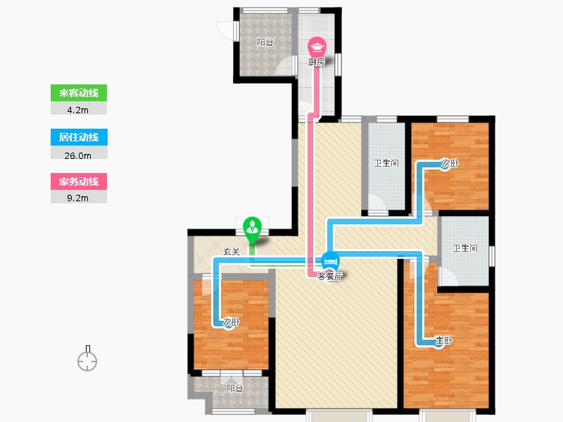 帝王國(guó)際3室2廳2衛(wèi)1廚163.00㎡動(dòng)線圖
